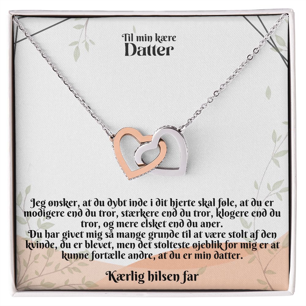 Til Min Kaere Datter | Kaerling Hilsen Far | Min Datter | Linket hjerte halskæde