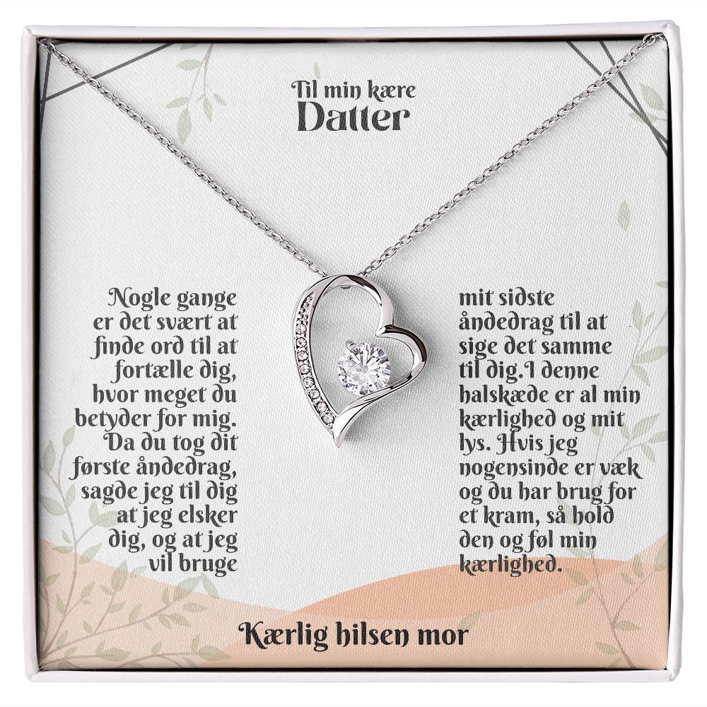 Til Min Kaere Datter | Kaerling Hilsen Mor | Min Kærlighed | Hjerte halskæde